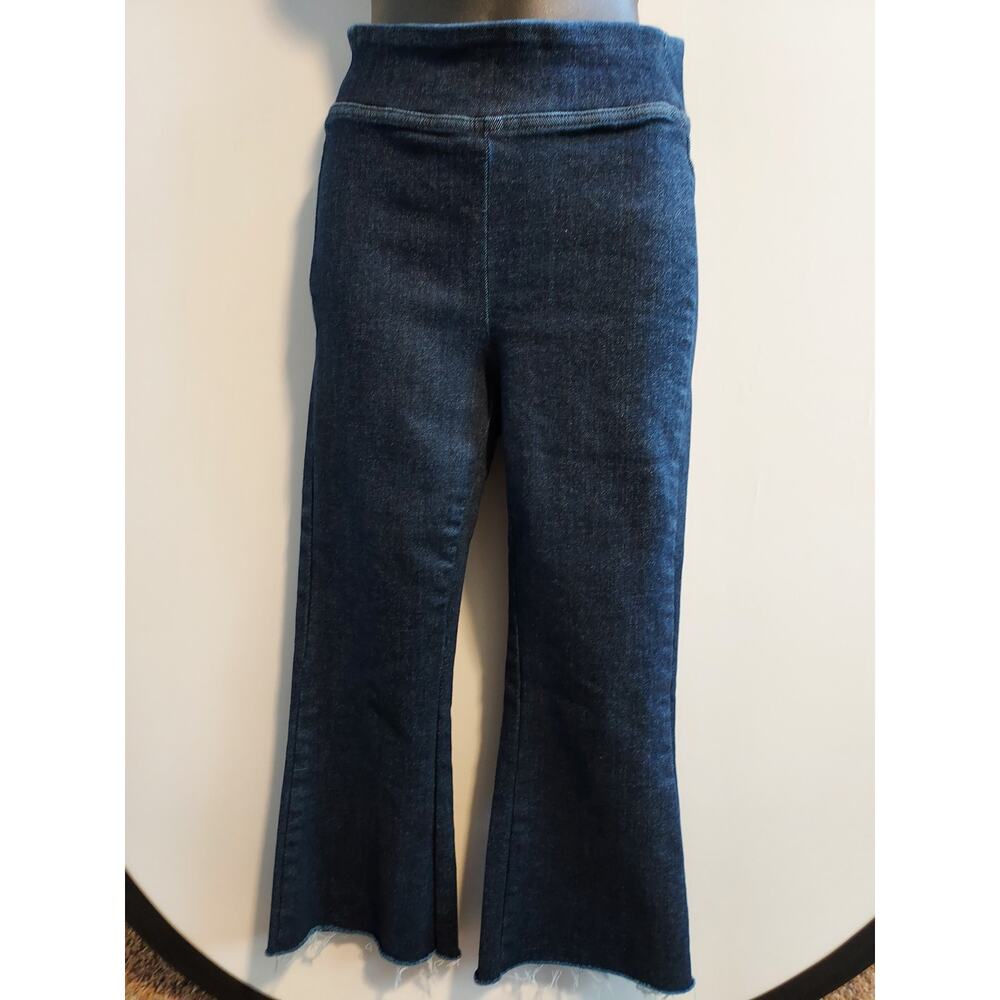 DKNY Jeans - Dark blue, elastic waist, frayed boot cut - Size Small